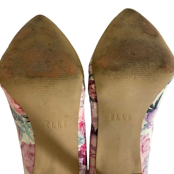 ELLE Floral Patent Leather Floral Princess Pumps Size 9 Pointed Toe Stiletto - Picture 11 of 11